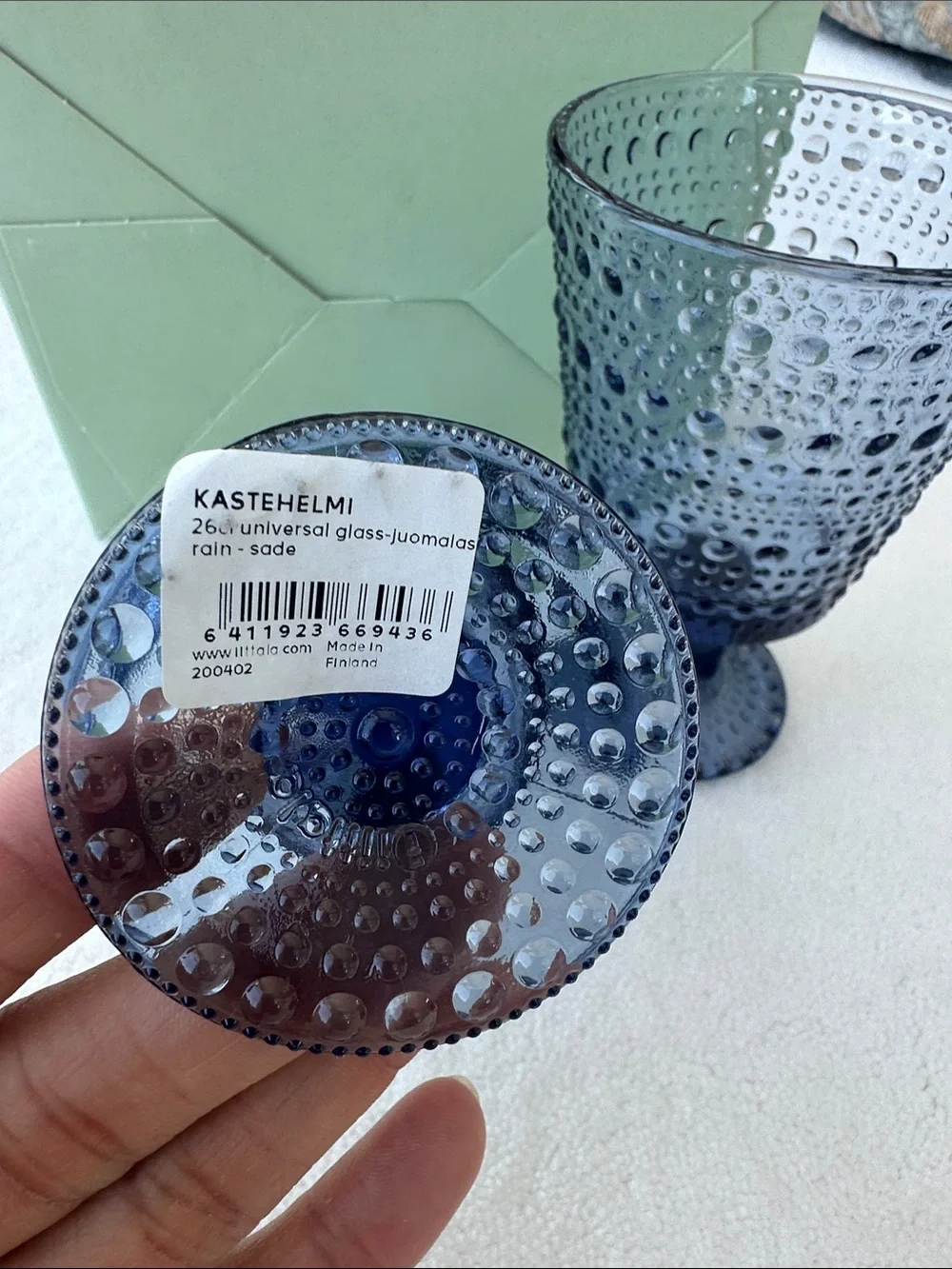 Iittala Kastehelmi Smoke Blue Goblets - set of 12 BRAND NEW